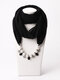 1 Pcs Chiffon Fake Pearl Decor Pendant Sunshade Keep Warm Scarf Necklace - Black