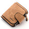 Women Trifold PU Leather Short Wallet 8 Card Slot Coin Purse - Brown
