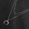 Bohemian Pendant Necklace Moon Stratification Chain Charm Necklace Ethnic Jewelry for Women - Silver
