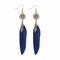 Bohemian Tassel Earring Alloy Feather Long Earrings for Women Gift - Blue+Gold