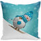 Happy New Year 3D Snowman Christmas Pillow Cover Cushion Cover Polyester Pillow Case Decor For Home - E