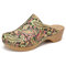 SOCOFY Retro Cloth Folkways Modello Cuciture Slip On Mules Zoccoli Comodi sandali con tacco basso per regali di Pasqua - Oro