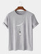 Plus Size Mens Fashion Swing Astronaut Cartoon Print Cotton T-Shirt - Gray