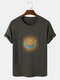 Mens 100% Cotton Sun Celestial Graphic Street Short Sleeve T-Shirts - Dark Gray
