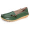 Big Size Comfortable Soft Casual Leather Multi-Way Flat Shoes - Army Green