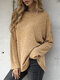 Casual Solid Color Crew Neck Long Sleeve Overhead Knitting Sweater - Yellow