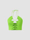 Camisola de amarração sólida com laço nas costas aberta sexy cropped - Verde