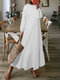 فستان طويل الأكمام للنساء من Ditsy بطبعات زهور مكشكشة - أبيض