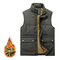 Casual Comfy Outdoor Waterproof Thicken Fleece Multi Function Pockets Solid Color Vest - Army Green