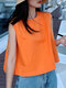 Solid Crew Cuello Camiseta sin mangas para Mujer - naranja
