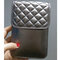 Women Genuine Leather Lingge Phone Bag Mini Crossbody Bag  - Silver