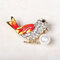 Fashion 18K Gold Colorful Bird Brooches Rhinestones Pearl Luxury Pins Gift for Women  - Gold