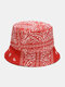 Unisex Baumwolle Druck Sommer Outdoor Sonnenschutz Sonne Hut Doppelseitiger faltbarer Eimer Hut - Rot 2