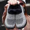 Large Size Women Winter Outdoor Mesh Warm Plush Slip On Platform Sneakers - Grey