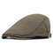Men Cotton Solid Color Beret Cap Sunshade Casual Outdoors Peaked Forward Cap Adjustable Hat - Green