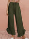 Casual Patchwork Elastic Waist Lace Plus Size Pants - Army Green