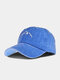 यूनिसेक्स धोया व्यथित कपास माउंटेन पैटर्न कढ़ाई फैशन सनस्क्रीन बेसबॉल कैप - नीला