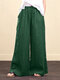 Solid Color Drawstring Loose Plus Size Wide Leg Pants - Green