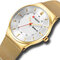 Luxo em aço inoxidável Watch semana Data Display Quartz Watch - Ouro