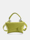 Women Faux Leather Solid Color Wear Resistant Large Capacity Underarm Bag Handbag Shoulder Bag - Green