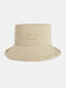 Unisex Wide Brim Made-old Solid Fashion Sunshade Couple Hat Bucket Hat - Beige