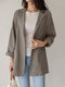 Casual color sólido solapa manga larga Plus tamaño chaquetas con botón - Gris