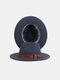 Unisex Woolen Felt Solid Color Buckle Strap Decoration Thicken Flat Brim Top Hat Fedora Hat - Dark Gray