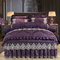 4Pcs/set Velvet Bedding Set Roman Holiday Style Twin Full Queen King Duvet Cover Bed Skirt - Purple 2