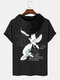 Mens Peace Pigeon Slogan Print Short Sleeve Hooded T-Shirts - Black