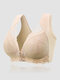 Plus Size Modal Floral Wide Straps Wireless Full Coverage Front Closure Bras - Nude
