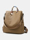 Women Vintage PU Leather Embossed Multi-carry Crossbody Bag Shoulder Bag Backpack Handbag - Khaki