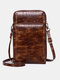 JOSEKO Men's Crocodile Print PU Leather Zip Messenger Bag Fashion Messenger Bag Shoulder Bag - Coffee