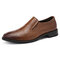 Men Stylish Crocodile Pattern Slip On Formal Dress Shoes - Brown