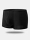 Men Sexy Plaid Fabric Thin Boxer Briefs Ice Silk Solid Color Breathable Soft Nude Underwear - Black