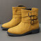 Plus Size Women Bluck Strap Decoration Slip Resistant Block Ankle Boots - Yellow