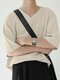 T-shirt à manches courtes de couleur unie à col en V pour hommes - Kaki