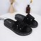 Sequin Detailed Slip On Platform Sandals - Black