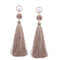Fashion Pearl Tassels Dangle Earrings Ethnic Colorful Long Drop Earrings Gift for Women - Coffee
