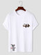 Mens Chinese Bamboo Panda Print Pocket Short Sleeve T-Shirts - White