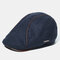 Men's Knit Hat Padded Warm Beret Caps Casual Outdoor Visor Forward Hat - Blue
