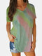 Tie Dye Printed V-neck Short Sleeve Casual T-shirt - #04