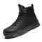 Men Work Style Microfiber Leather Lace Up Ankle Boots - Black
