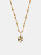 Trendy Simple Multi-angle Six-pointed Star Shape 925 Sterling Silver 18K Gold Plated Necklace - Gold