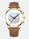 Decorated Pointer Men Business Watch Calendar Stainless Steel Leather Quartz Watch - #24