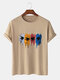 Mens Colored Coconut Tree Graphics 100% Cotton Holiday Short Sleeve T-Shirts - Khaki