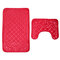 3D Printed Toilet Floor Mats Patterned French Fleece Bathroom Toilet Two-piece Set - Red