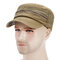 Men Retro Casual Sunscreen Cotton Military Hat Outdoor Sport Solid Color Flat Cap - Khaki