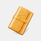 Women Genuine Leather Trifold Multi-card Slots Photo Card Money Clip Coin Purse Multifunctional Wallet - Yellow