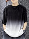 Camiseta de media manga con degradado de teñido anudado para hombre - Negro