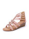 Women Summer Holiday Comfy Soft Back Zipper Casual Wedges Gladiator Sandals - Pink
